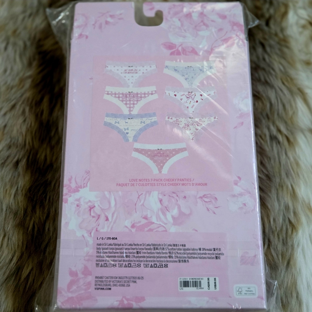 PINK Love Shack Fancy Love Notes Panty Pack Size Large New - Picture 4 of 5